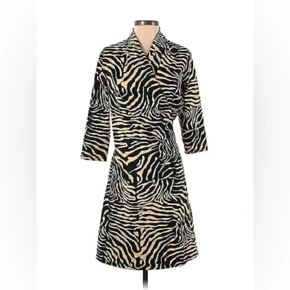 J MCLAUGHLIN 3/4 Sleeve Animal Print Catalina Cloth Panama Savannah DRESS Zebra - Picture 3 of 13